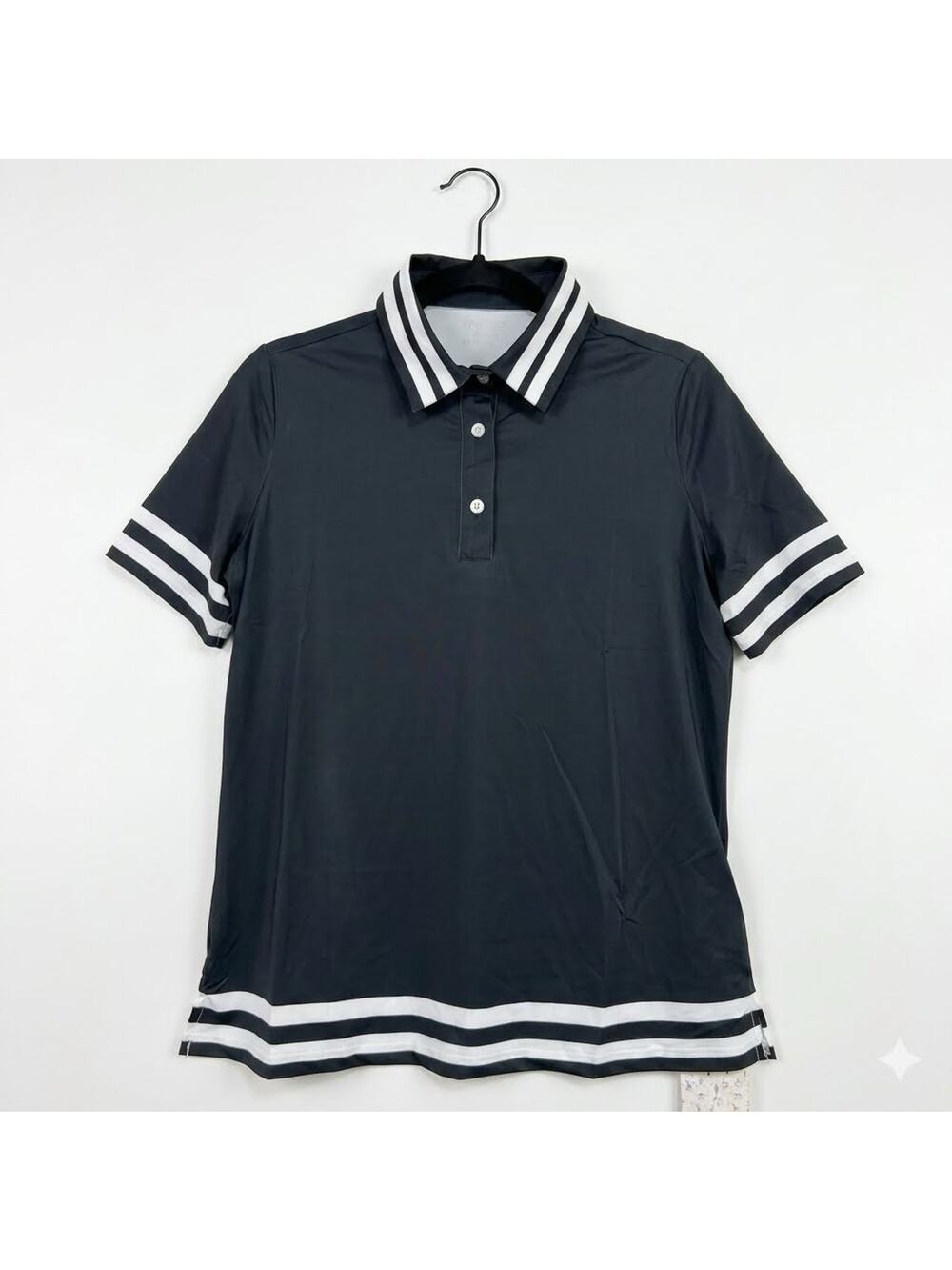 Acegolfs Navycore Golf Polo Shirt Women Size Small Navy White Striped UPF 50 NWT